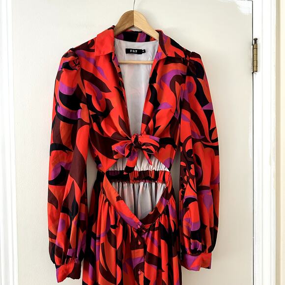 F&P Paris Tie Front Maxi Dress Sz M - Picture 2 of 5